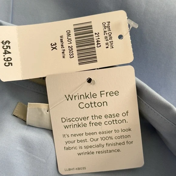 NWT L.L. Bean Oxford Wrinkle Free Washed Periwinkle Long Sleeve Shirt Women’s 3X - Picture 6 of 13
